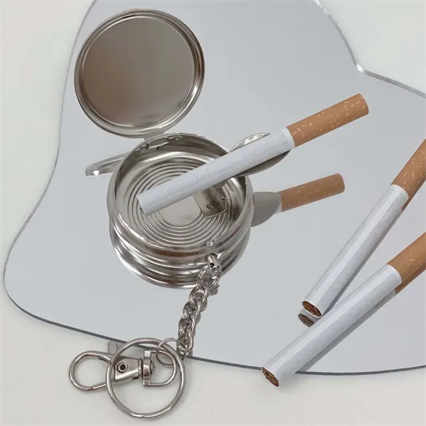 Stainless Steel Portable Pocket Circular Ashtray Key Chain