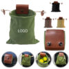 Durable Canvas and Leather Foraging Pouch with Drawstring