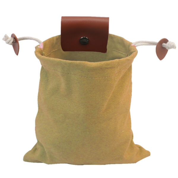 Durable Canvas and Leather Foraging Pouch with Drawstring